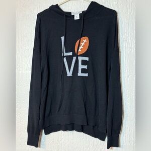 Rachel Zoe Black Football Knit Sweater Hoodie Women Size Medium
